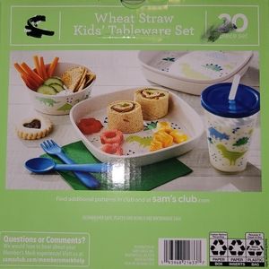 NIB 20 Piece Set Wheat Straw Kids Tableware Set